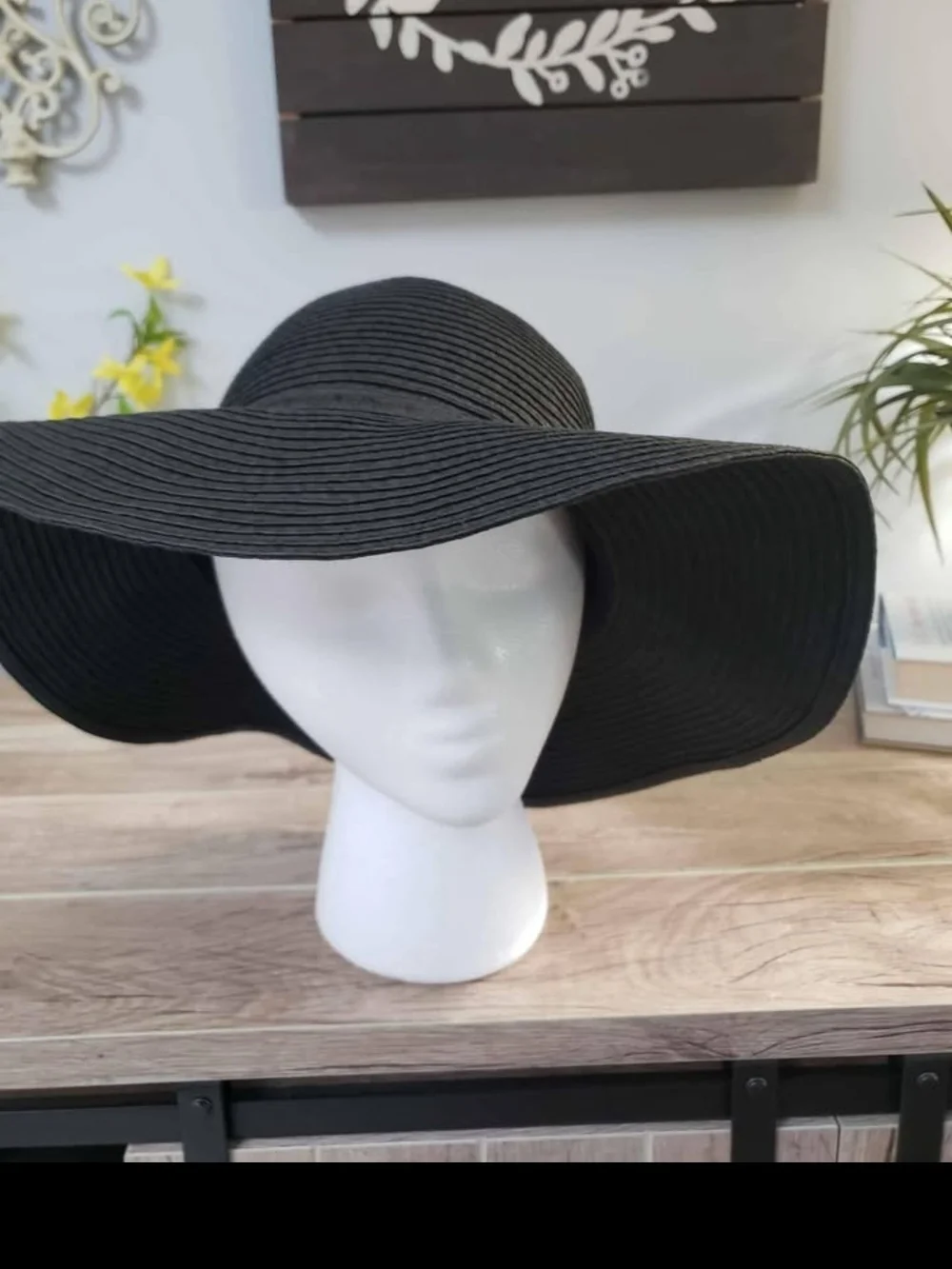 139 New Women's Summer Beach Hat Wide Brim Floppy Foldable for tmTravel Black